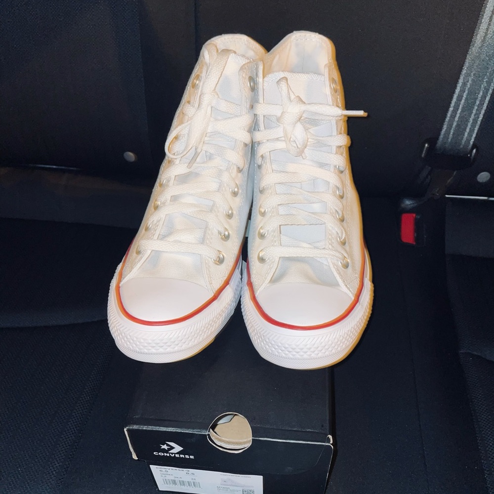Brand New White High Top Converse (8.5 Women’s)